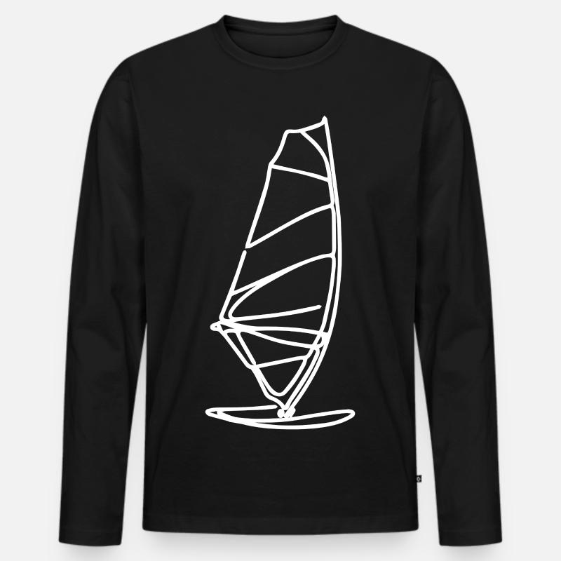 Windsurfbrett Skizze - Männer Premium Bio Langarmshirt - Schwarz
