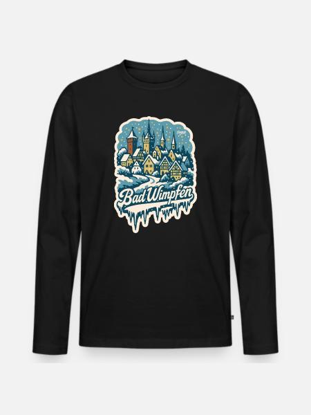 Bad Wimpfen Kraichgau Winterlandschaft   - Männer Premium Bio Langarmshirt - Schwarz