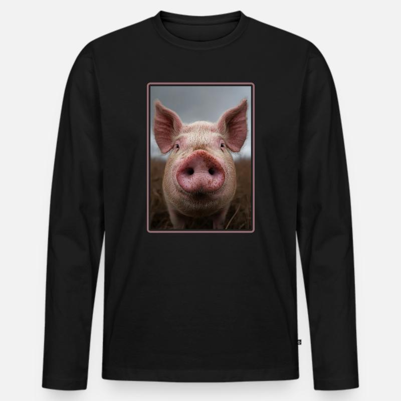 Schweine Schwein - Männer Premium Bio Langarmshirt - Schwarz