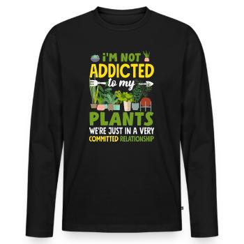 Cadeaux pour les jardins et les amoureux des plantes - T-shirt manches longues Premium bio Homme - noir - Devant - Nico (187cm)