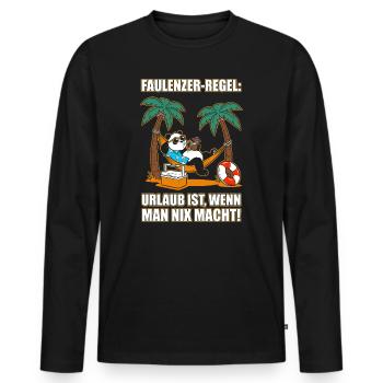 Lazy rule: Vacation is when nothing does anything - Men's Premium Organic Long Sleeve Shirt - black - Front - Nico (187cm)