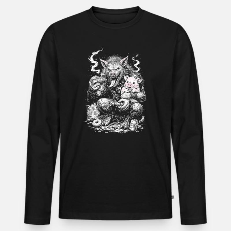 Innerer Schweinehund - Männer Premium Bio Langarmshirt - Schwarz