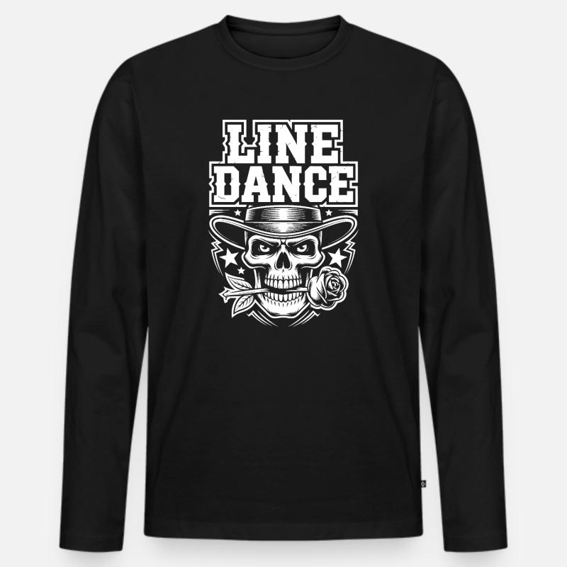 Line Dance Skull Tee - Männer Premium Bio Langarmshirt - Schwarz