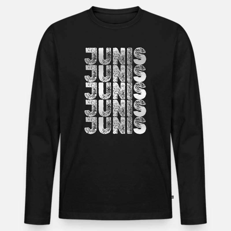 JUNIS Raster Typografie Muster - Männer Premium Bio Langarmshirt - Schwarz