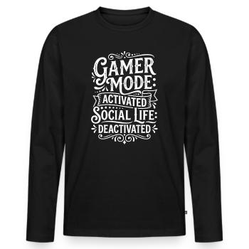 Conception activée par le mode Gamer - T-shirt manches longues Premium bio Homme - noir - Devant - Nico (187cm)