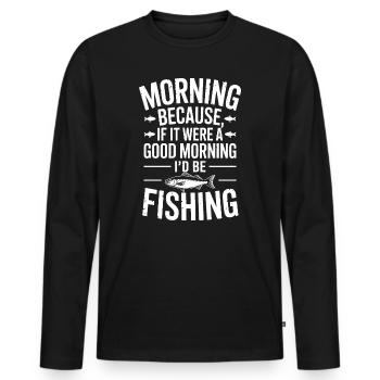 Morgenfisch-Zitat-Abschlag - Männer Premium Bio Langarmshirt - Schwarz - Vorne - Nico (187cm)