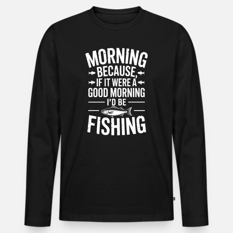 Morgenfisch-Zitat-Abschlag - Männer Premium Bio Langarmshirt - Schwarz