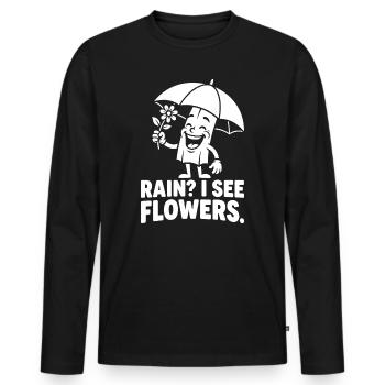 Je vois des fleurs - T-shirt manches longues Premium bio Homme - noir - Devant - Nico (187cm)