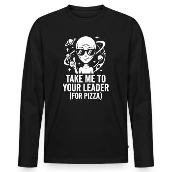 Emmène-moi à ta chef pizza - T-shirt manches longues Premium bio Homme - noir - Devant - Nico (187cm)