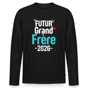 Ich werde Big Brother 2026 Junge Future Big sein - Männer Premium Bio Langarmshirt - Schwarz - Vorne - Nico (187cm)