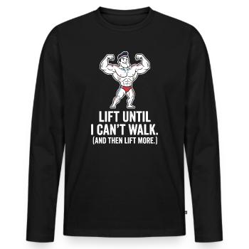 Kraft Cartoon Motif Lift More - Men's Premium Organic Long Sleeve Shirt - black - Front - Nico (187cm)