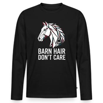 Geometrisches Pferd Barn Hair Don't Care - Männer Premium Bio Langarmshirt - Schwarz - Vorne - Nico (187cm)