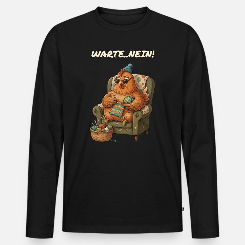 Lustiger Spruch Hühner Mama - Männer Premium Bio Langarmshirt - Schwarz