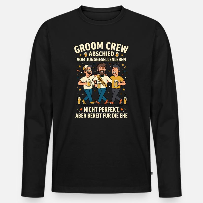 Groom Crew Abschied Junggesellenleben - Männer Premium Bio Langarmshirt - Schwarz