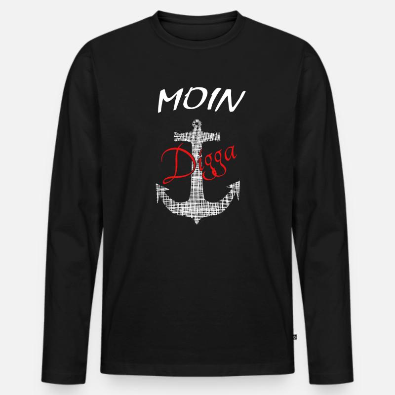 Moin Digga Ankerdesign - Männer Premium Bio Langarmshirt - Schwarz