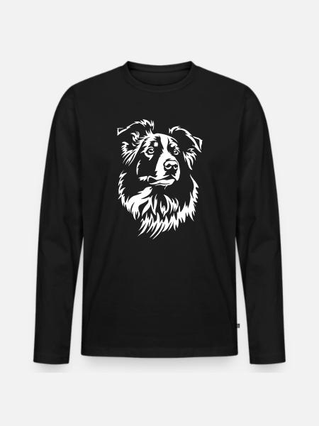 Border Collie Head "Black Edition" - Men's Premium Organic Long Sleeve Shirt - black