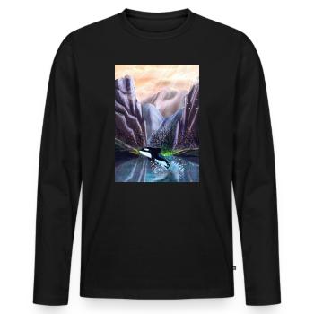 Orca jumping in mountain valley - Men's Premium Organic Long Sleeve Shirt - black - Front - Nico (187cm)