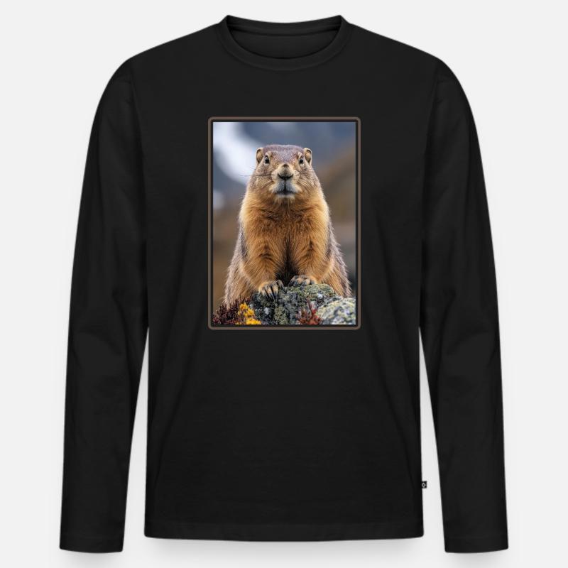Murmeltiere Murmeltier - Männer Premium Bio Langarmshirt - Schwarz
