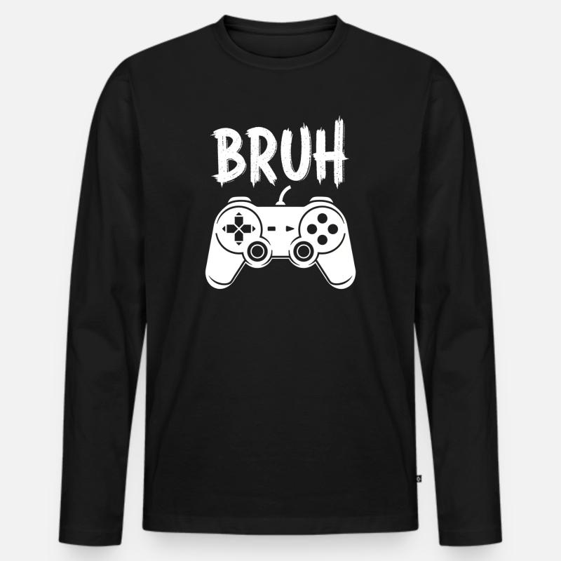 Bruh Controller Design Gaming Gamer - Männer Premium Bio Langarmshirt - Schwarz