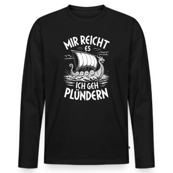  Mir Reicht Es Ich Geh Plündern Wikinger - Männer Premium Bio Langarmshirt - Schwarz - Vorne - Nico (187cm)