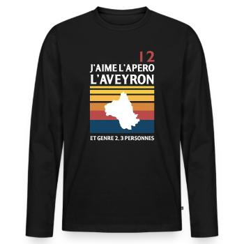 J Aime L Apero L Aveyron Et Genre 2 3 Personnes... - T-shirt manches longues Premium bio Homme - noir - Devant - Nico (187cm)