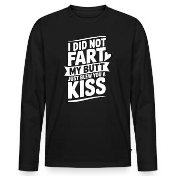 Ich habe mir den Hintern gefurzt und dir gerade einen Kuss geblasen - Männer Premium Bio Langarmshirt - Schwarz - Vorne - Nico (187cm)