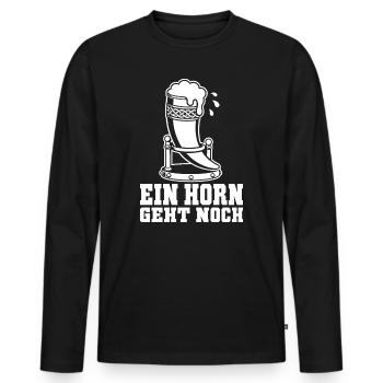 Ein Horn Geht Noch – Trinkhorn Mittelalter Spruch - Männer Premium Bio Langarmshirt - Schwarz - Vorne - Nico (187cm)