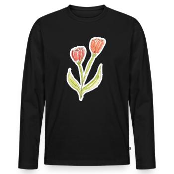 Wasserfarbene Tulpe - Männer Premium Bio Langarmshirt - Schwarz - Vorne - Nico (187cm)