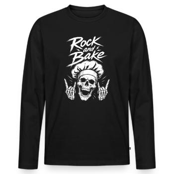 Rock Bäcker - Männer Premium Bio Langarmshirt - Schwarz - Vorne - Nico (187cm)
