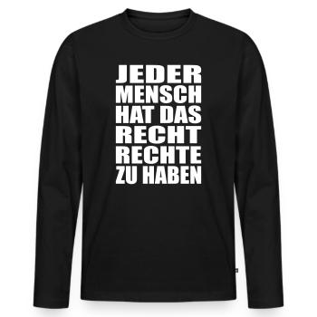 Jeder Mensch hat das Recht Rechte zu haben - Männer Premium Bio Langarmshirt - Schwarz - Vorne - Nico (187cm)