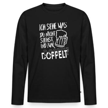 Alkohol Bier Doppelt sehen Besoffen Saufen Beer - Männer Premium Bio Langarmshirt - Schwarz - Vorne - Nico (187cm)