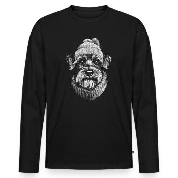 Schnauzer bobble chapeau chien chien - T-shirt manches longues Premium bio Homme - noir - Devant - Nico (187cm)
