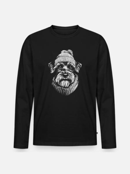 Schnauzer bobble hat dog dog - Men's Premium Organic Long Sleeve Shirt - black