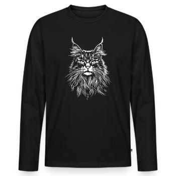 Maine Coon Portrait Chat Chats Chat de race pure - T-shirt manches longues Premium bio Homme - noir - Devant - Nico (187cm)