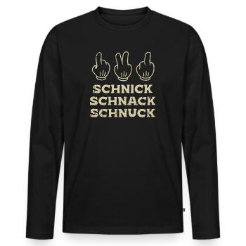 Schnick Schnack Schnuck Mittelfinger - Männer Premium Bio Langarmshirt - Schwarz - Vorne - Nico (187cm)