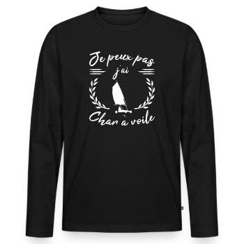 Ich kann nicht Ich habe Sandsegeln Geschenk Sport Humor - Männer Premium Bio Langarmshirt - Schwarz - Vorne - Nico (187cm)