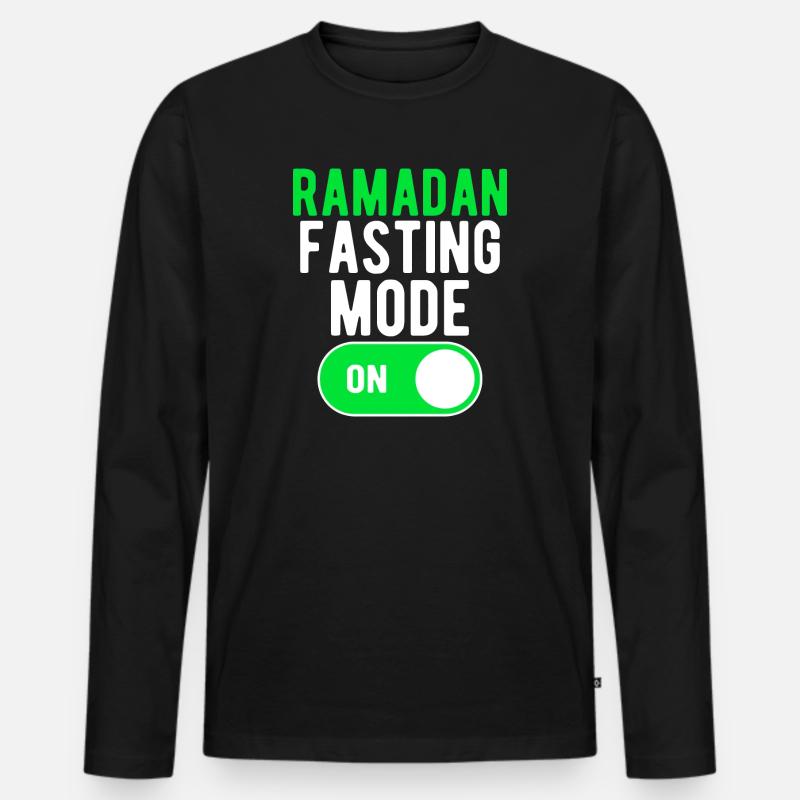 Ramadan-Fastenmodus EIN - Männer Premium Bio Langarmshirt - Schwarz