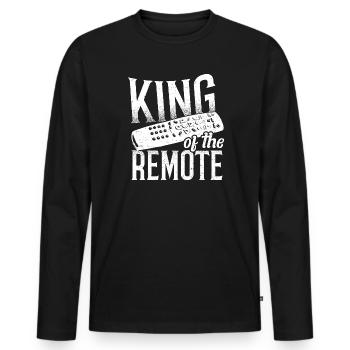 King of the Remote - Vater - Männer Premium Bio Langarmshirt - Schwarz - Vorne - Nico (187cm)