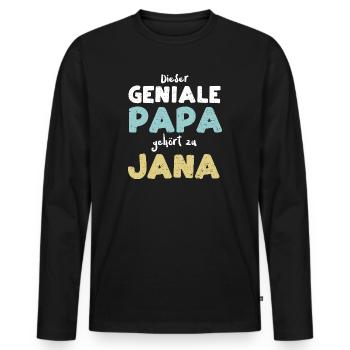Dieser Geniale Papa Gehört Zu Jana - Männer Premium Bio Langarmshirt - Schwarz - Vorne - Nico (187cm)