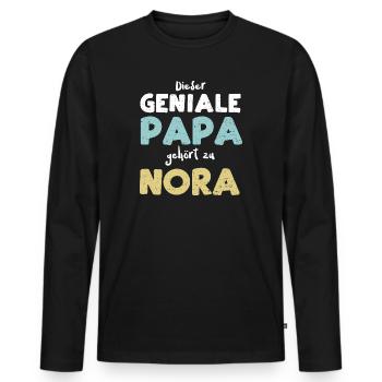 Dieser Geniale Papa Gehört Zu Nora - Männer Premium Bio Langarmshirt - Schwarz - Vorne - Nico (187cm)