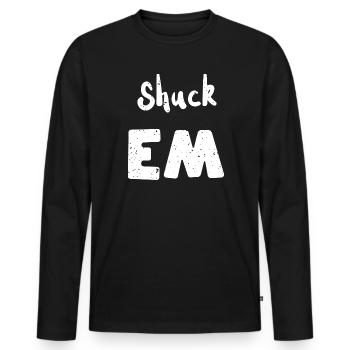 Shuck Em - Shellfish - Men's Premium Organic Long Sleeve Shirt - black - Front - Nico (187cm)
