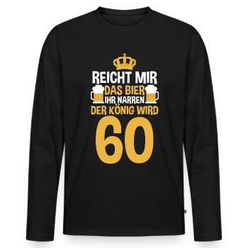 Bier Sechszig Sechszehnter 60 Jahre Geburtstag - Männer Premium Bio Langarmshirt - Schwarz - Vorne - Nico (187cm)