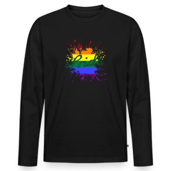 LGBTQ, Regenbogen, Pride, CSD - Männer Premium Bio Langarmshirt - Schwarz - Vorne - Nico (187cm)