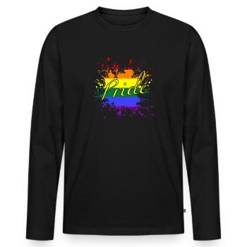 LGBTQ CSD PRIDE MONTH REGENBOGEN SPLASH - Männer Premium Bio Langarmshirt - Schwarz - Vorne - Nico (187cm)