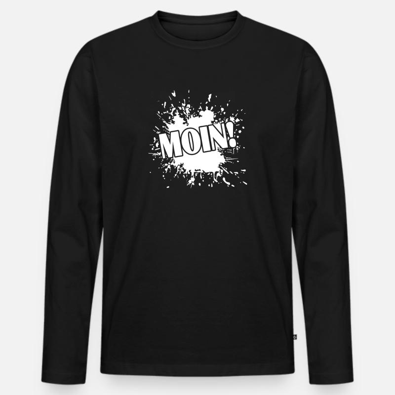 Moin! - Männer Premium Bio Langarmshirt - Schwarz