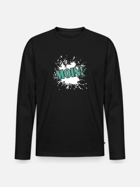 Moin! - Männer Premium Bio Langarmshirt - Schwarz