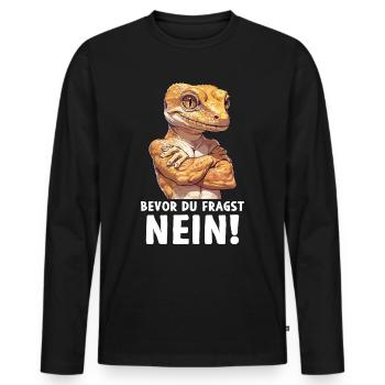 Gecko reptile lézard avant que vous ne demandiez non - T-shirt manches longues Premium bio Homme - noir - Devant - Nico (187cm)
