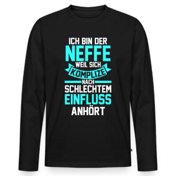 Neffe - Männer Premium Bio Langarmshirt - Schwarz - Vorne - Nico (187cm)