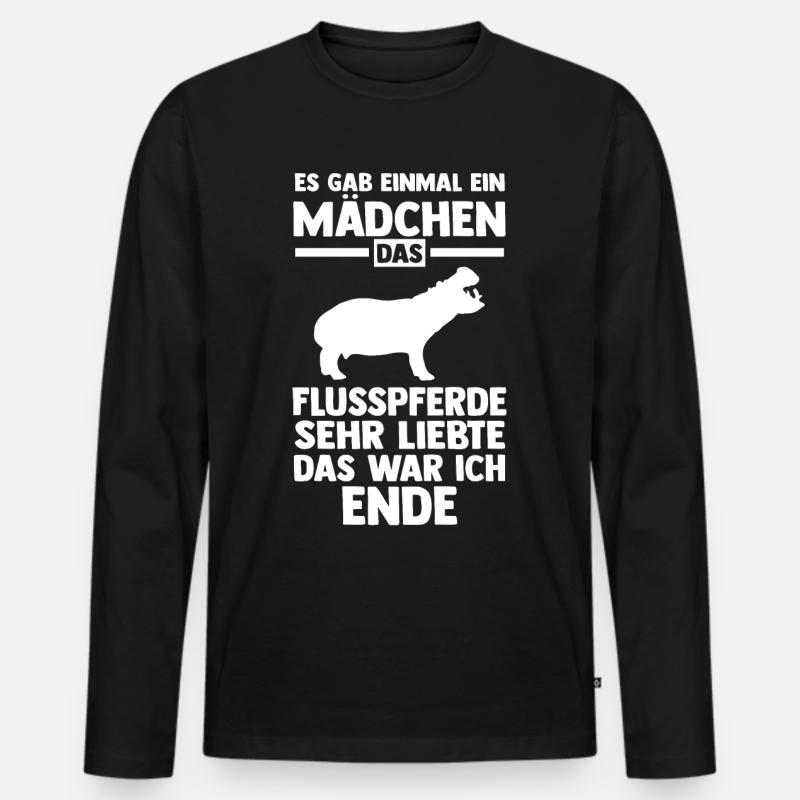Nilpferd Flusspferd - Männer Premium Bio Langarmshirt - Schwarz