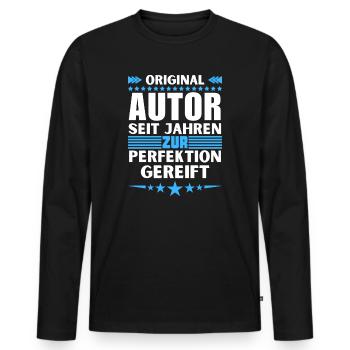 Author matured to perfection - Men's Premium Organic Long Sleeve Shirt - black - Front - Nico (187cm)